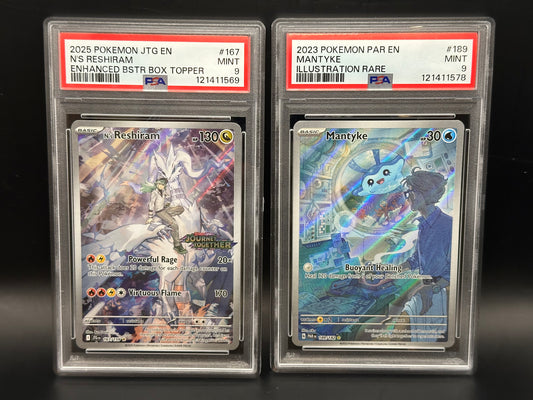 Mantyke PSA 9 & N’s Reshiram PSA 9 (stamped)